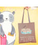 Mr. & Mrs. Panda Tote Bag Alleine schlafen lernen mit Spruch in Braun Pastell