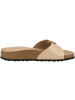 Birkenstock Pantolette Madrid Big Buckle Naturleder Lack schmal in beige