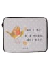 Mr. & Mrs. Panda Notebook Tasche Rotkehlchen Federn mit Spruch in Grau Pastell