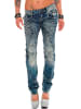 Cipo & Baxx Damen Slim Fit Hose Stonewashed in Blue