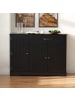 ABRIHOME Sideboard in Schwarz mit Flaschenregal und 3 Türen 1 Schublade und Metallgriffen