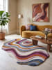 KADIMA DESIGN Wollteppich fussbodenheizung-geeignet EFFRA Wellen-Swirl retro in Multi