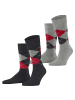 Burlington Socken 2er Pack in Schwarz/Grau/Rot