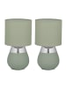 relaxdays 2 x Tischlampe in Grün/ Silber - (H)32 x Ø 18 cm