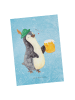 Mr. & Mrs. Panda Grußkarte Pinguin Bier ohne Spruch in Eisblau