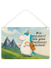Mr. & Mrs. Panda Schild Einhorn Bergsteiger Design mit Spruch in Weiß