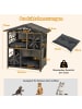 COSTWAY Katzenhaus Rattan in Grau