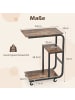 COSTWAY 2er Set Beistelltisch mit Rollen in Braun