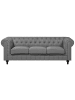 Beliani 3-Sitzer Sofa CHESTERFIELD in Grau/Braun - (W) 222 x (H) 78 x (L) 85 cm