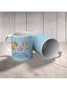 Mr. & Mrs. Panda Camping Tasse Igel Familie mit Spruch in Blau Pastell