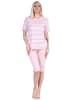 NORMANN Schlafanzug kurzarm Pyjama Caprihose Streifen - 72700 in rosa
