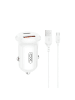 XO XO Autoladeadapter CC69 PD 30W QC 1x USB 1x USB-C weiß + Kabel USB