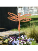 UNUS Gartenstecker Rost Libelle mit Wackelfeder in Braun