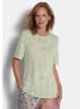 GOLDNER Kurzgröße:  Viskoseshirt mit floralem Motiv in salbei