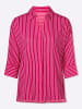 Sieh an! Longbluse in weiß-pink-gestreift