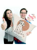 Mr. & Mrs. Panda Sofa Kissen Hund Sitzend Design mit Spruch in Weiß