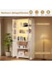 ABRIHOME Hochschrank in Weiß 80x38x180 cm mit 2 Glastüren 2 Holztüren 5 Etagen
