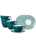 6er Set Milchkaffeetassen mit Untertassen Life Fashion in Trendy Petrol 370 ml