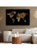 MuchoWow Leinwand Bilder Weltkarte gold schwarz
