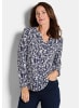 GOLDNER Kurzgröße:  Jerseybluse Elegantes Blusenshirt mit V-Ausschnitt in blau / gemustert