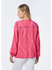 GOLDNER Viskose-Bluse mit Tunika-Ausschnitt in rot / pink / gemustert