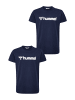 Hummel 2er-SET T-Shirt mit Logo Print aus Bio-Baumwolle in Blau