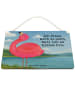 Mr. & Mrs. Panda Wandbild Holz Flamingo Stolz Design mit Spruch in Weiß