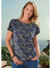 GOLDNER Blusenshirt Halbarm Printshirt, U-Boot-Ausschnitt in blau / stein / gemustert