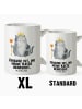 Mr. & Mrs. Panda Steinguttasse Katze König mit Spruch in Weiß