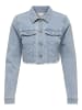 ONLY Verkürzte Jeansjacke mit Fly-Away Kragen in Light Blue Denim