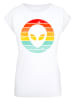 F4NT4STIC Extended Shoulder T-Shirt Alien Retro Sonnenuntergang in weiß