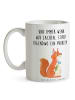 Mr. & Mrs. Panda Teetasse Eichhörnchen Blume mit Spruch in Weiß
