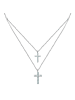 Yokoamii Kette Kreuz aus Messing mit Zirkonia in silber