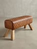KADIMA DESIGN Sitzbank Echtleder / Massivholz 89x46x35 cm Leder Modern Turnbock