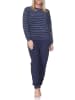 NORMANN Frottee Schlafanzug langarm Bündchen Streifenoptik in navy