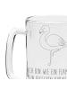 Mr. & Mrs. Panda Bierkrug Glas Flamingo Classic mit Spruch in Transparent