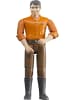 bruder Spielfigur Mann mit hellem Hauttyp und brauner Hose, 10,7 x 3,8 x 1,3 cm, 4-8 J