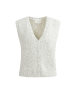 YAYA Sleeveless Bouclé Cardigan with Buttons and Color Accents in Off White Dessin