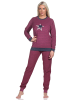 NORMANN Frottee Pyjama Bündchen Streifen und Sternen - 75896 in beere