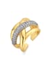 Luxenter ring in polished metal and zirconia alloy, finished in 18k yellow gold - Prukah