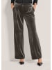 MADELEINE Weite Stoffhose aus Samt, Mid Waist in bleigrau