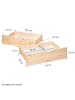 Homestyle4u Palettenbett 90x200 mit Lattenrost und Bettkästen in Braun