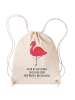 Mr. & Mrs. Panda Beutel Rucksack Flamingo Classic mit Spruch in Creme