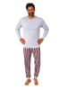 NORMANN langarm Schlafanzug Pyjama Bündchen und karierter Jersey Hose - 83213 in grau