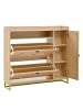 ABRIHOME Schuhschrank in Natur mit Klappdeckel Seitenschrank Metallgestell