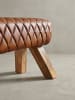 KADIMA DESIGN Sitzbank Echtleder / Massivholz 89x46x35 cm Leder Modern Turnbock