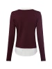 comma Strickpullover in aubergine weiß - 0001