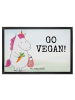 Mr. & Mrs. Panda Fußmatte außen Einhorn Vegan Design mit Spruch in Weiß