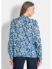 GOLDNER Blusenshirt Moderne Rüschenbluse mit Stehkragen in blau / gemustert