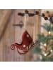 Chic Antique Vintage SCHLITTEN Rot mit Schneeflocken 12x8 cm